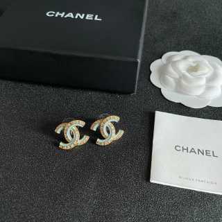 CHANEL Aurora CC Embellished Stud Earrings