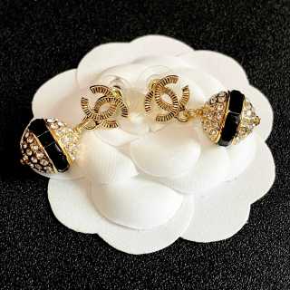 Chanel Elegant Crystal Pearl Charm Earrings