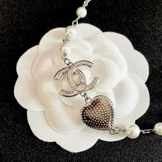 Chanel Vintage Pearl Heart Pendant Necklace
