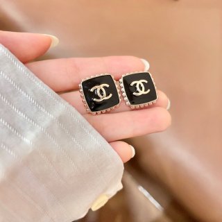 Chanel Vintage Enamel Square Stud Earrings