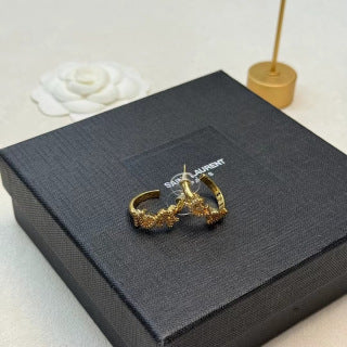 YSL Crystal Cassandre Butterfly Stud Earrings
