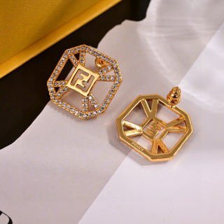 FENDI Pavé FF Frame Stud Earrings