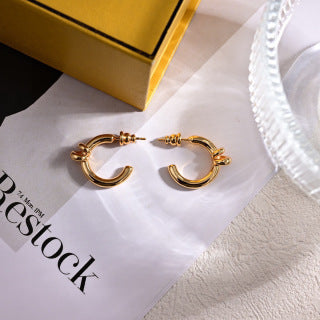 FENDI Curved FF Hoop Stud Earrings
