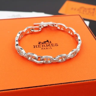 Hermès Chaine d’Ancre Pavé Oval Link Bracelet