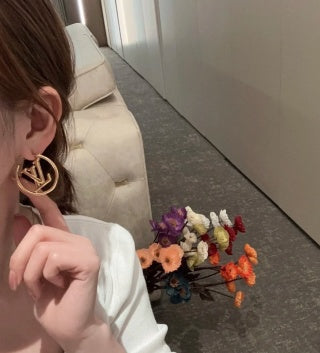 Louis Vuitton Circle Monogram Hoop Stud Earrings