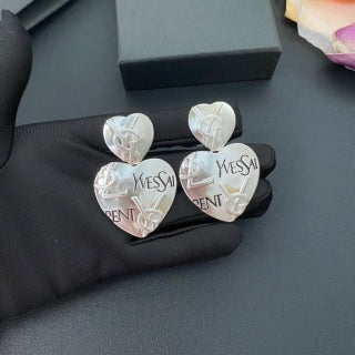 YSL Silver Monogram Medallion Clip-On Earrings