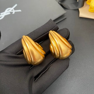 YSL Fluid Gold Teardrop Sculptural Earrings