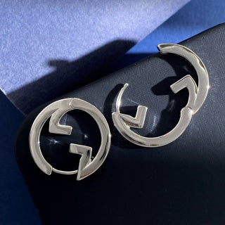 Gucci Interlocking G Pavé Hoop Earrings