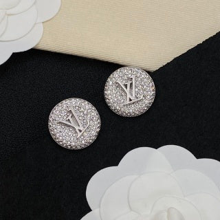 Louis Vuitton Crystal Pavé Round Logo Stud Earrings