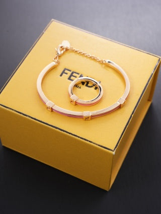 Fendi Violetta FF Enamel Line Cuff Bracelet