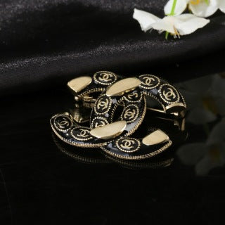 CHANEL Valentina Noir Enamel Signature Brooch