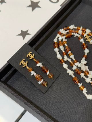 Chanel Amber Pearl CC Drop Earrings – Elegant Luxury Fashion Jewelry