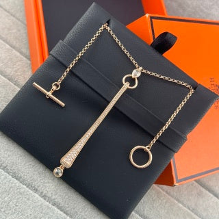 Hermès Élan Pavé Bar Pendant Necklace
