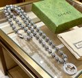 Gucci Interlocking G Beaded Medallion Long Chain Necklace