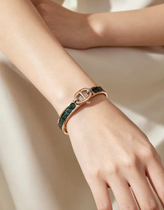 Hermès Vert Fumé Enamel Clic H Bracelet