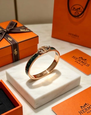 Hermès Vert Fumé Enamel Clic H Bracelet
