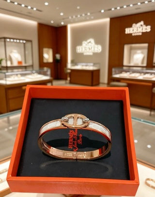 Hermès Clic H Leather Inlay Bracelet
