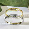 Gucci Logo Script Crystal Cuff Bracelet