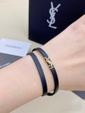 YSL Cassandre Leather Wrap Bracelet