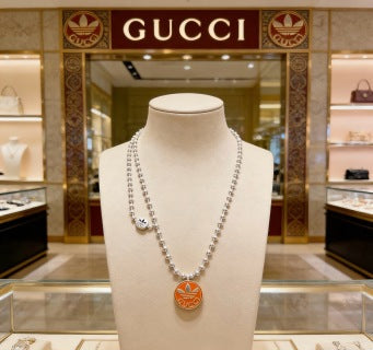 Gucci Interlocking G Round Enamel Medallion Necklace