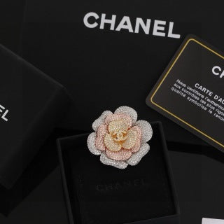 Chanel Crystal Camellia Flower Brooch – Elegant Luxury Fashion Accessory