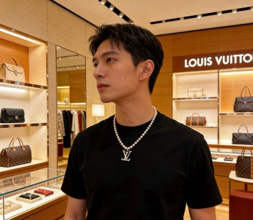 Louis Vuitton Pearl Letter Pendant Layered Necklace
