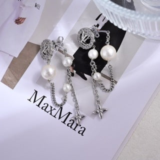 Louis Vuitton Pearl Star Chain Drop Earrings