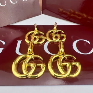 Gucci Interlocking G Double Hoop Drop Earrings